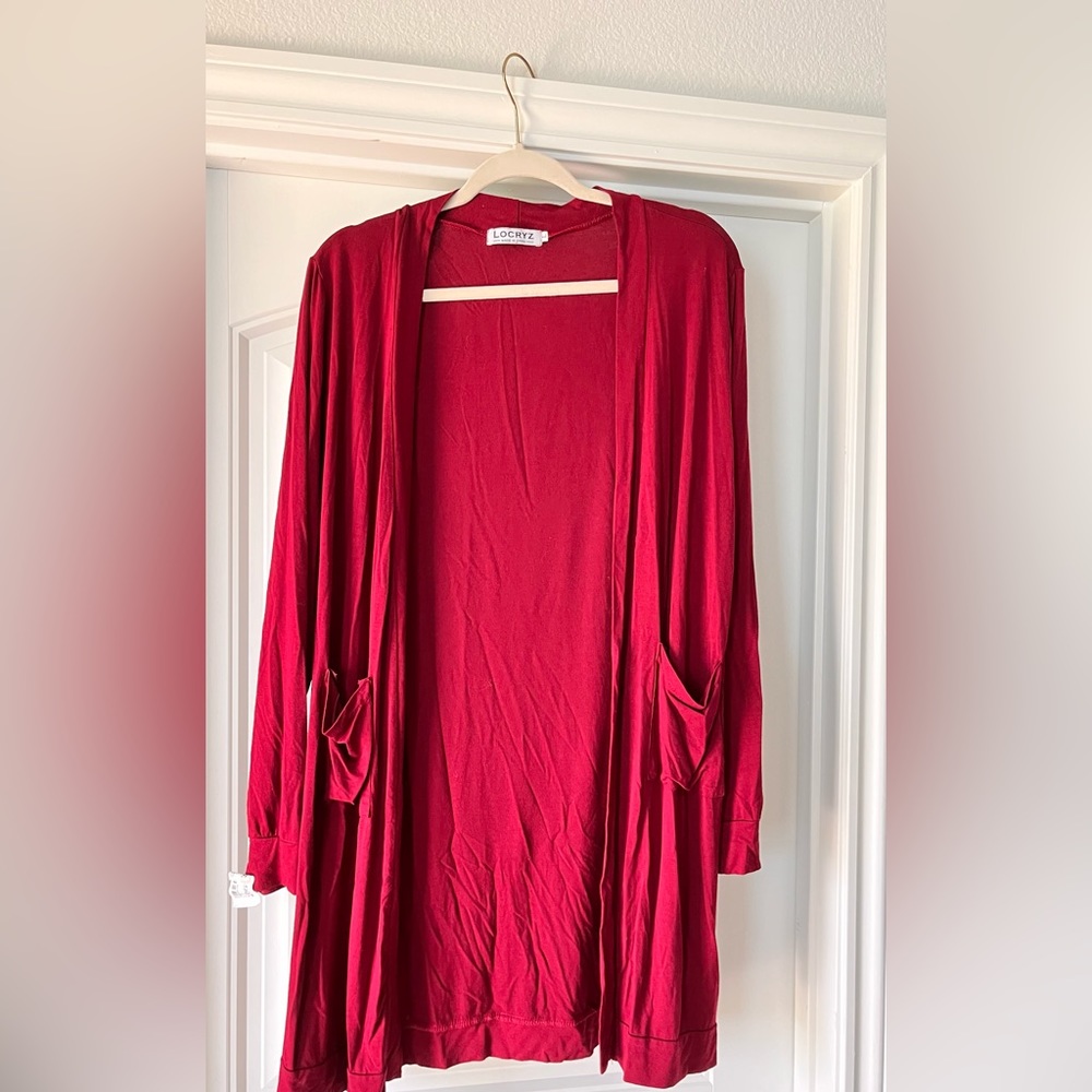 Wine Colored Long Cartigan